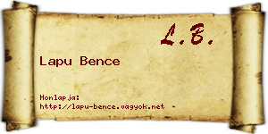 Lapu Bence névjegykártya